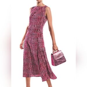 Tory Burch Sonda Silk Crepe de Chine Tea Length Runway Dress Sz 12 Large